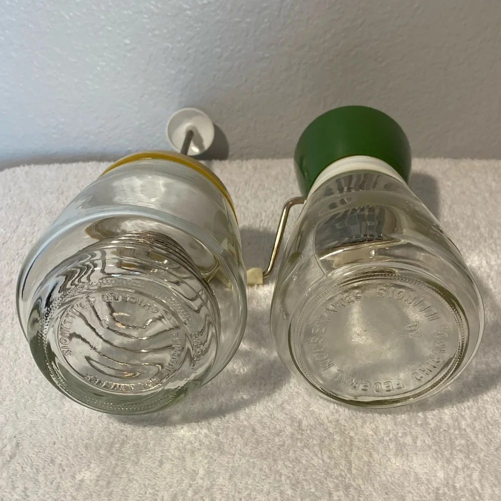Retro Yellow and Green Glass Kitchen Tools Set